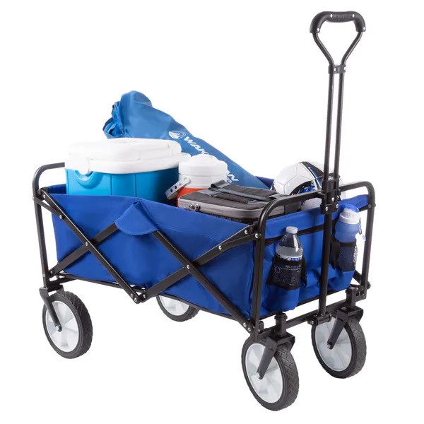Collapsible Utility Wagon with Telescoping Handle  Heavy Duty Wheeled Cart for Camping, Gardening, Landscaping by Pure Garden | Bed Bath & Beyond