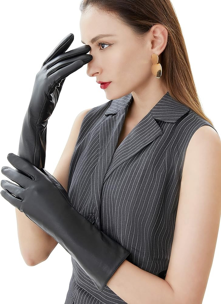 VIKIDEER Long Genuine Leather Gloves for Women Full Touchscreen Winter Warm Lined Elegant Type | Amazon (US)