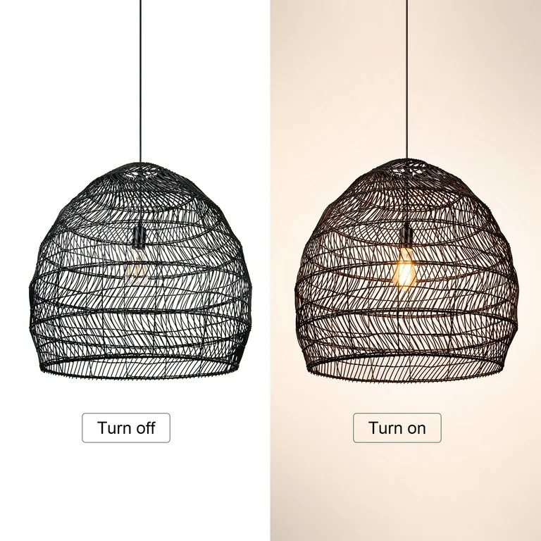 Arturesthome 1-Lights Natural Rattan Pendant Light for Kitchen Lighting E26/27 - Walmart.com | Walmart (US)
