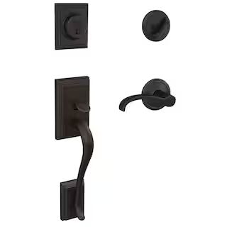 Schlage Custom Addison Aged Bronze Single Cylinder Door Handleset with Whitney Door Lever-FC60 AD... | The Home Depot