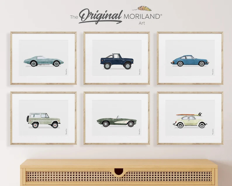 Classic Cars Art Prints Printable Set of 6, Car Poster, Boy Nursery Decor, Car Prints, Nursery Pr... | Etsy (US)