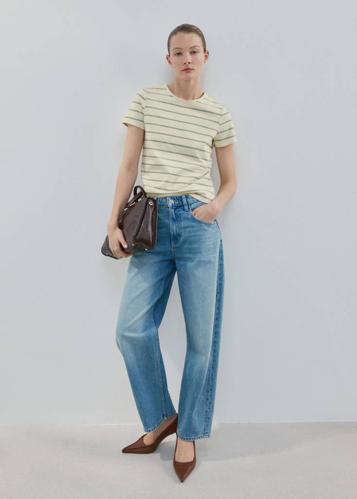 Striped cotton T-shirt pastel yellow - Woman - L - MANGO | Mango (US/MX/AU)