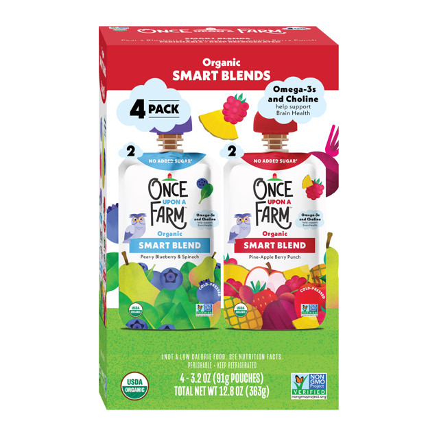 Once Upon a Farm Smart Blend Pear-y Blueberry & Spinach/Pine-Apple Berry Punch Multipack, 4-3.2oz... | Walmart (US)