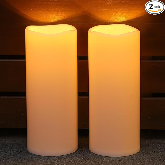NURADA Large Outdoor Solar Candles Waterproof - 12" x 5" Rechargeable Solar Powered Flameless LED... | Amazon (US)