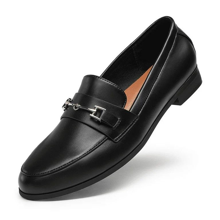 BURUDANI Women's Fashion Comfortable Loafers Leather Penny Loafers Flats Shoes | Walmart (US)