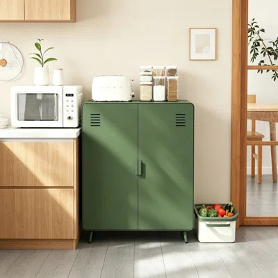Modern 2-Door Metal Storage Cabinet with Adjustable Shelves – Freestanding Locker for Living Room, Kitchen, or Entryway | Wayfair North America