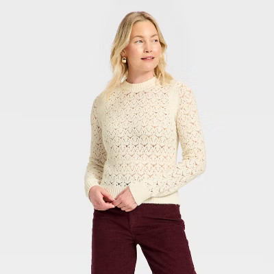 Women's Lace Crewneck Pullover Sweater - Universal Thread™ | Target