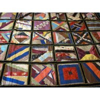 Antique Crazy Quilt 61"" X Assorted Fabrics Silk Velvet Taffeta Decorative Ribbons Embroidered Flowers Victorian Textile | Etsy (US)