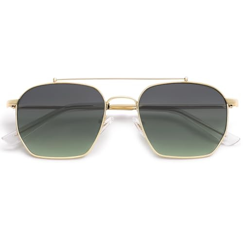 SOJOS Retro Square Sunglasses for Women Men Trendy Sun Glasses Classic Shades UV400 Protection SJ1230 with Gold/Green Lens | Amazon (US)