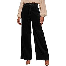 Sidefeel Women's Corduroy Pants Casual High Waisted Baggy Wide Leg Elastic Waist Loose Trousers w... | Amazon (US)
