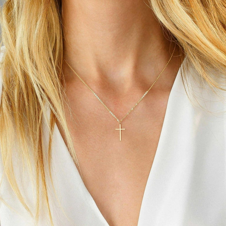 Turandoss 14K Gold Plated Dainty Tiny Cross Pendant Necklace for Women Faith Jewelry Trendy Perso... | Walmart (US)