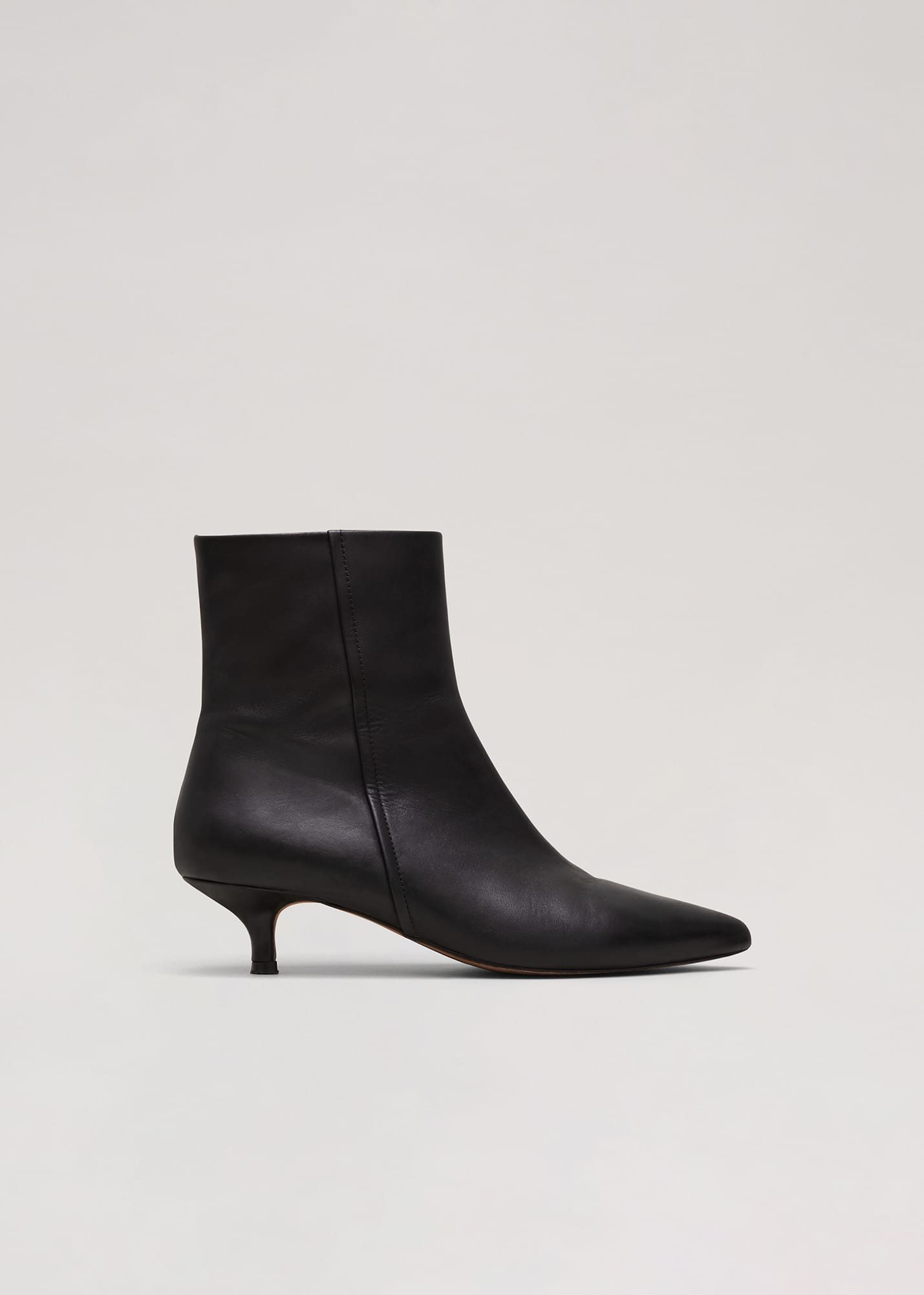 Phase Eight Women's Black Leather Kitten Heel Boot | Phase Eight (UK)