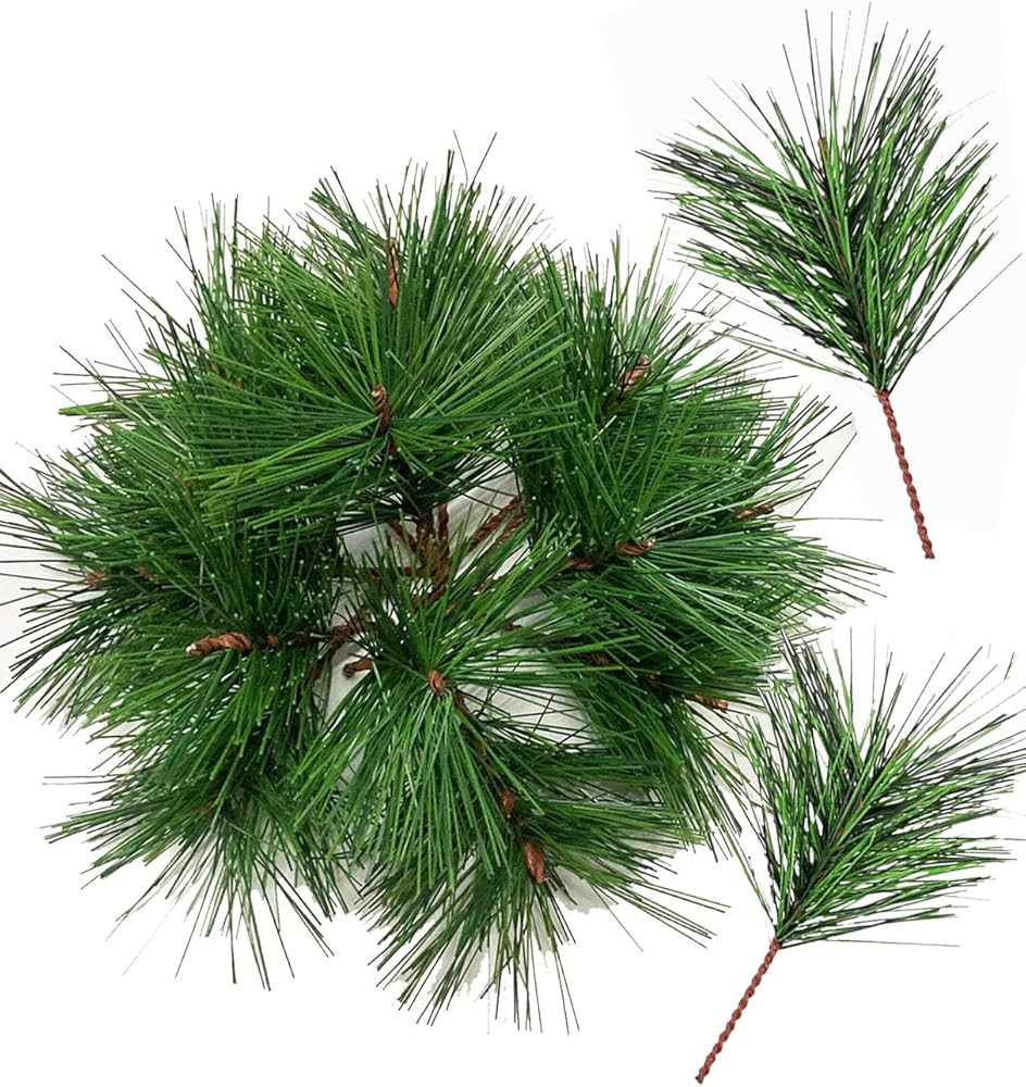 Artificial Green Pine Needles Branches Fake Small Pine Twigs Stems Evergreen Picks Holiday Tree D... | Amazon (US)