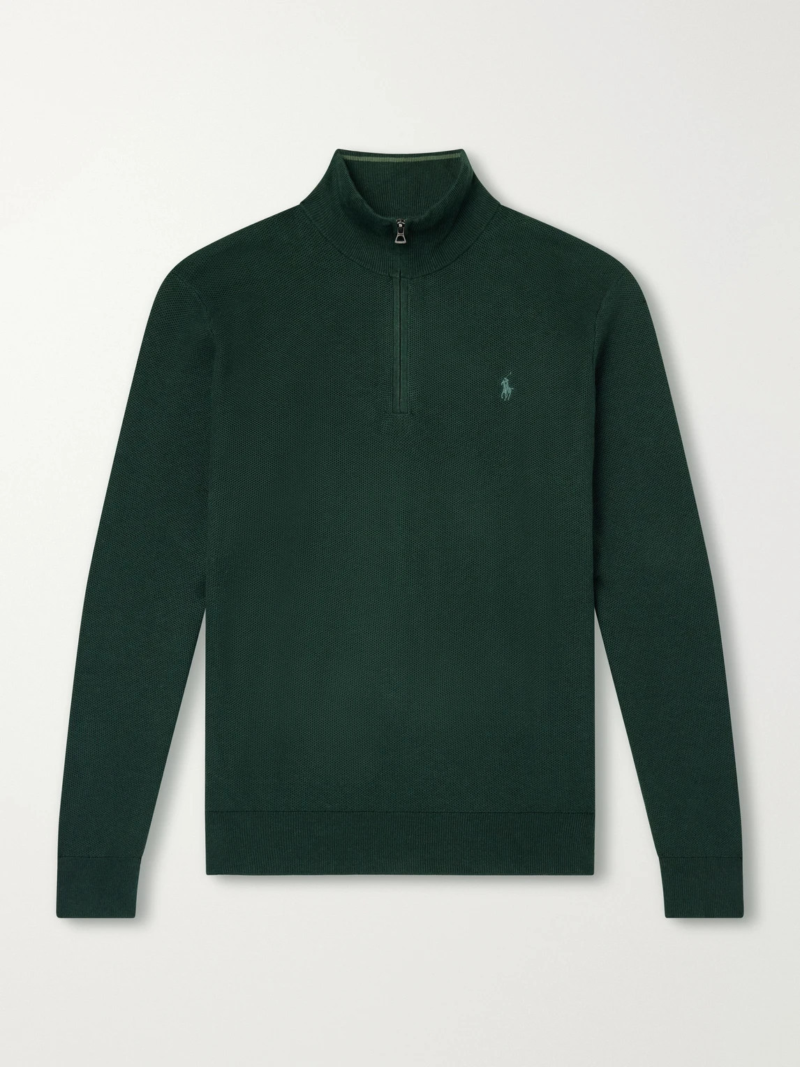 Polo Ralph Lauren - Logo-Embroidered Cotton-Piqué Half-Zip Sweater - Men - Green - XXL | Mr Porter (US & CA)