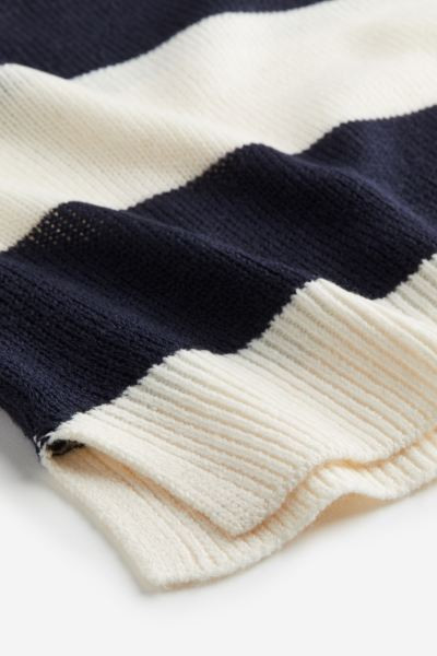 Sweater with Linked Seams - Navy blue/striped - Ladies | H&M US | H&M (US + CA)