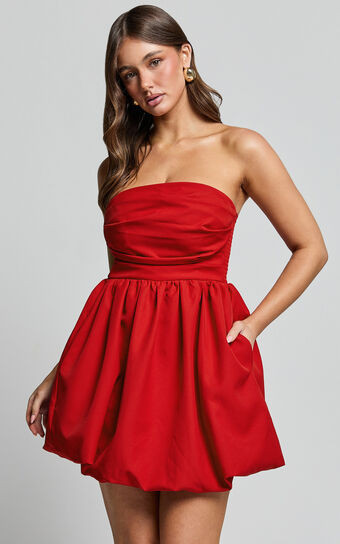 Shaima Mini Dress - Strapless Dress in Red | Showpo (US, UK & Europe)