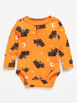 Printed Long-Sleeve Henley Bodysuit for Baby | Old Navy (US)