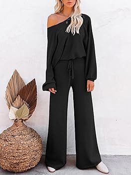 Ekouaer Knit Lounge Sets for Women 2 Piece Cozy Long Sleeve Pullover Sweater Top and Wide Leg Pan... | Amazon (US)