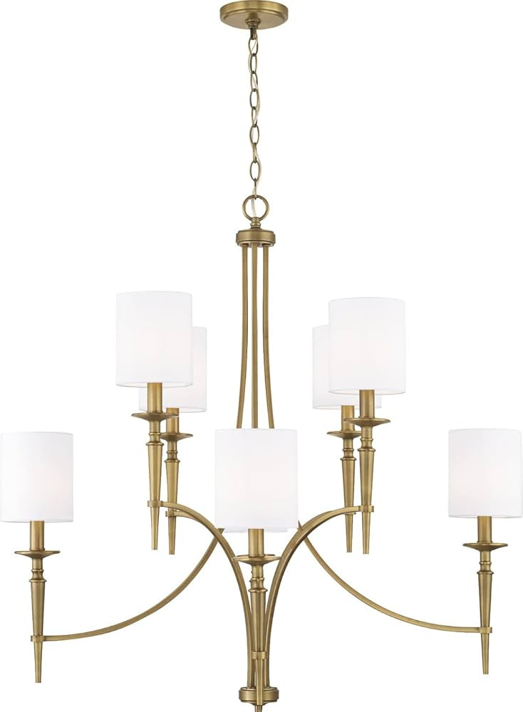 Capital Lighting 442681AD-701 Abbie Transitional White Fabric Stay-Straight Shades Chandelier, 8-... | Amazon (US)