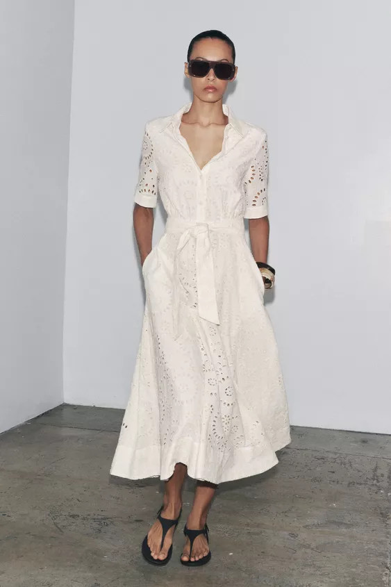 ZW COLLECTION EMBROIDERED SHIRT DRESS | Zara US