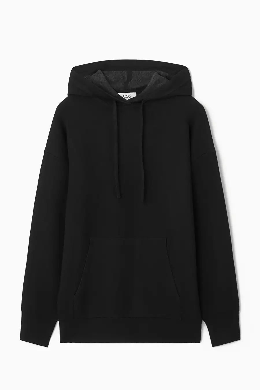 DOUBLE-FACED KNITTED HOODIE - BLACK - Tops - COS | COS (US)