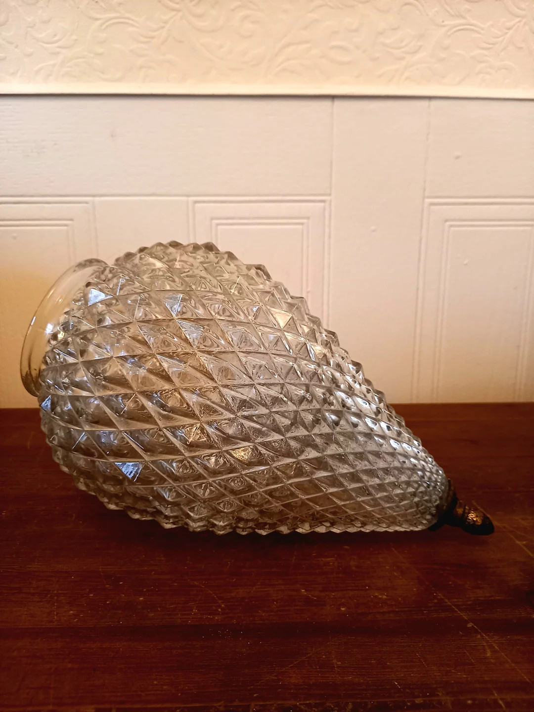 Vintage Mid Century Hollywood  Regency cut glass pineapple swag pendant light lampshade | Etsy (US)