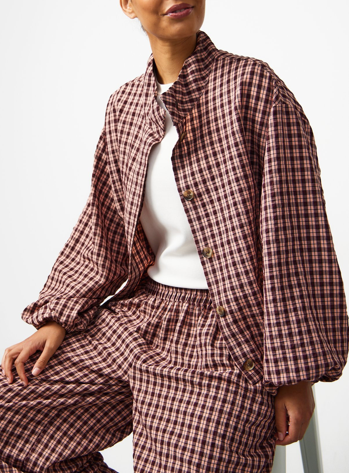 Pink Preppy Check Shacket | Tu Clothing