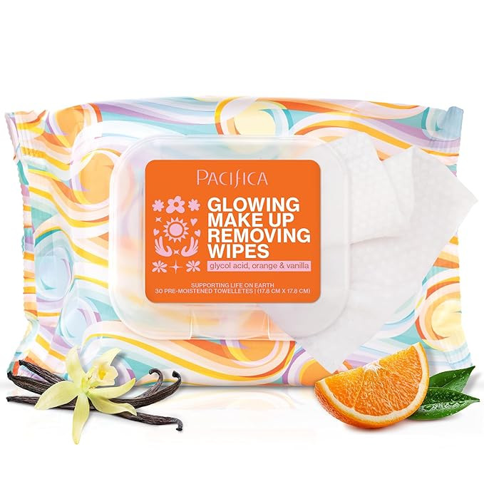 Pacifica Makeup Remover Face Wipes - Daily Facial Cleansing & Exfoliating Towelettes - Biodegrada... | Amazon (US)