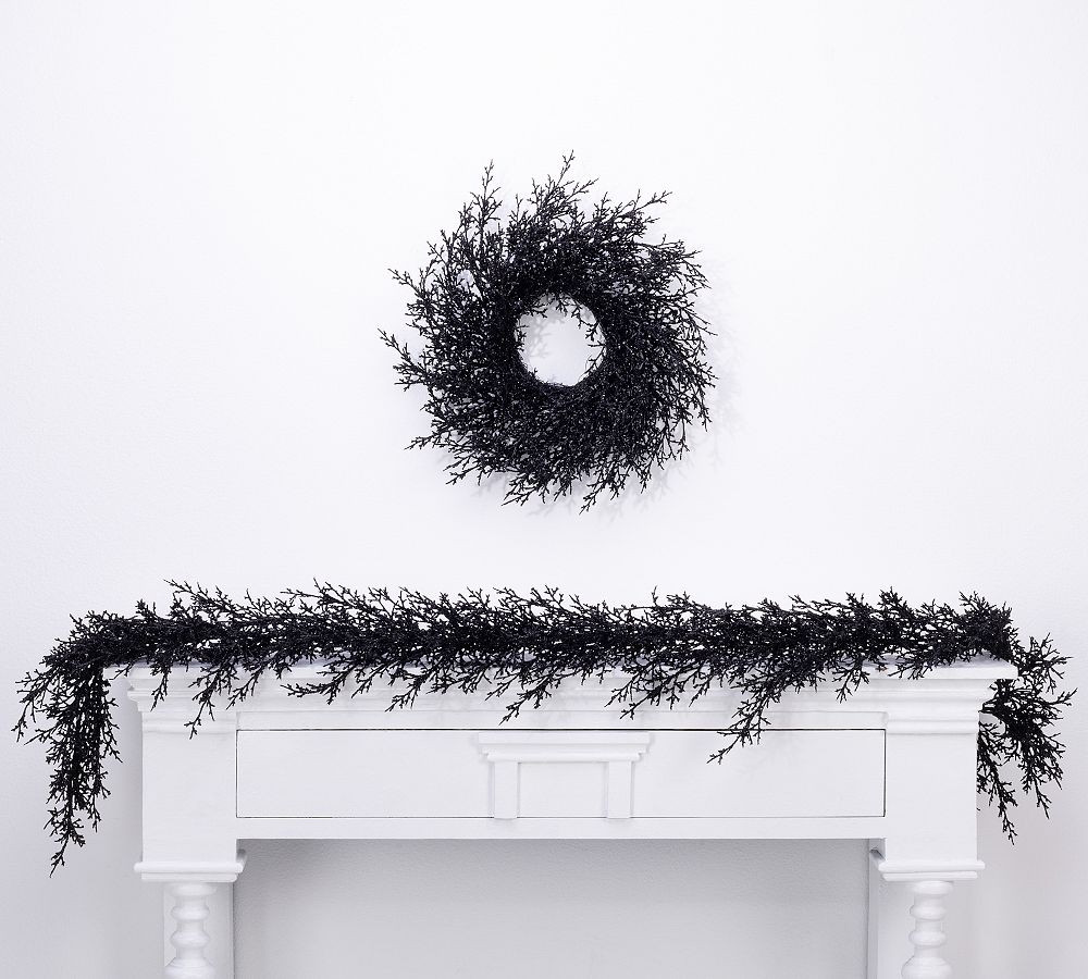 Lit Faux Glittered Twig Wreath & Garland | Pottery Barn (US)