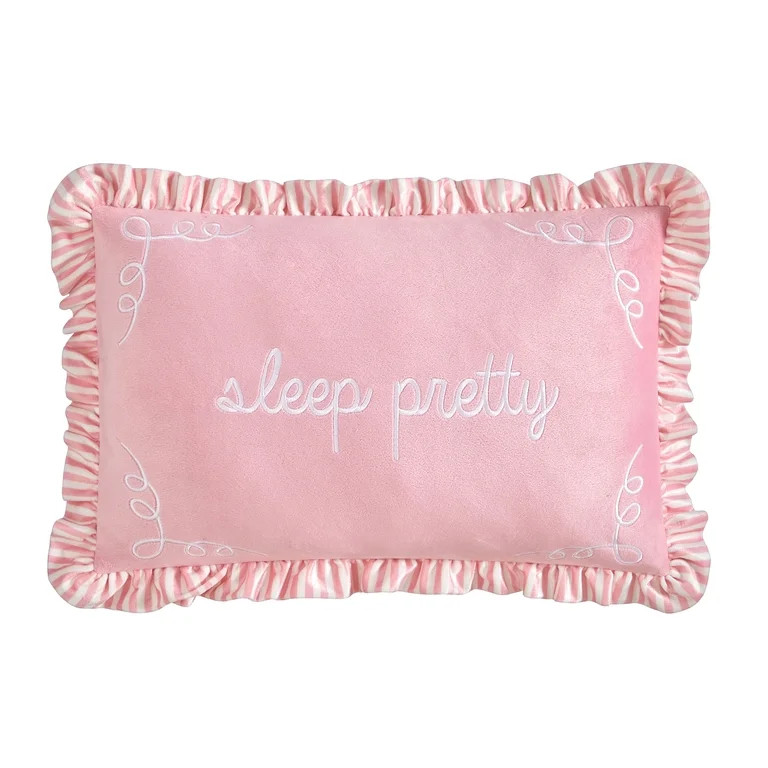 Urban Shop 12"x18" Pink Petals & Pearls Ruffle Decorative Pillow | Walmart (US)