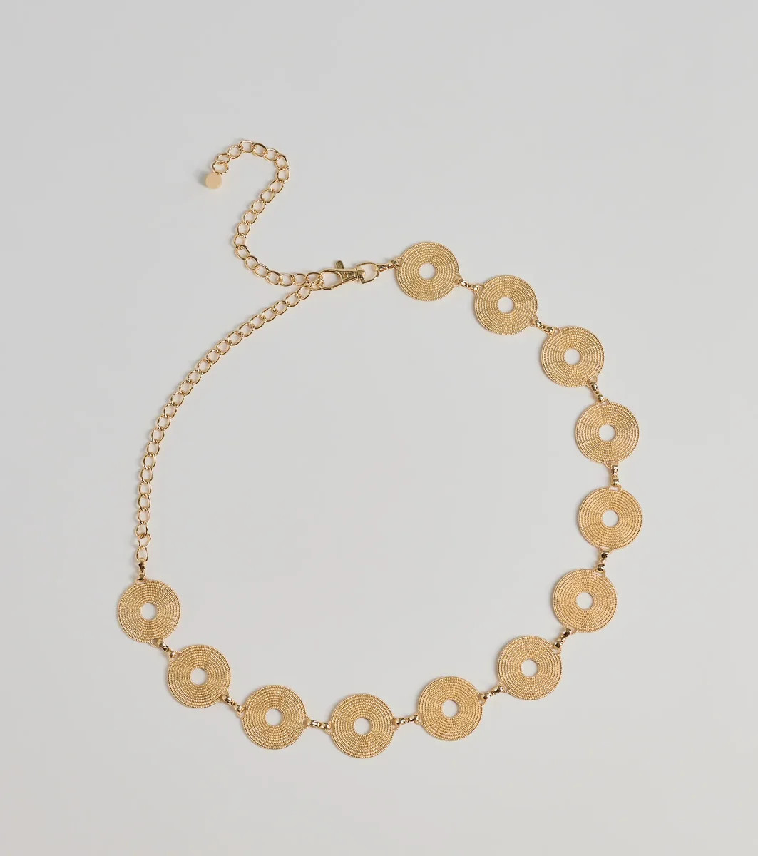 Boho Chic Textured Disc Chain Metal Belt | Windsor Stores