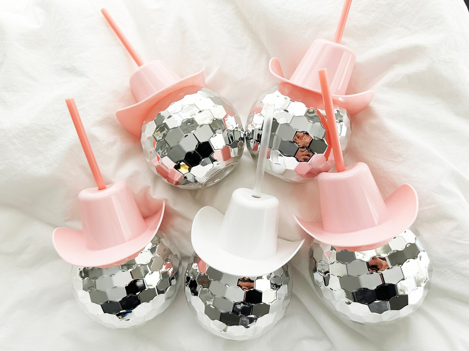 Cowboy Hat Disco Ball Cup with Clear Straw Bachelorette Party Tumbler Bridal Party Favors (COWBOY... | Etsy (US)