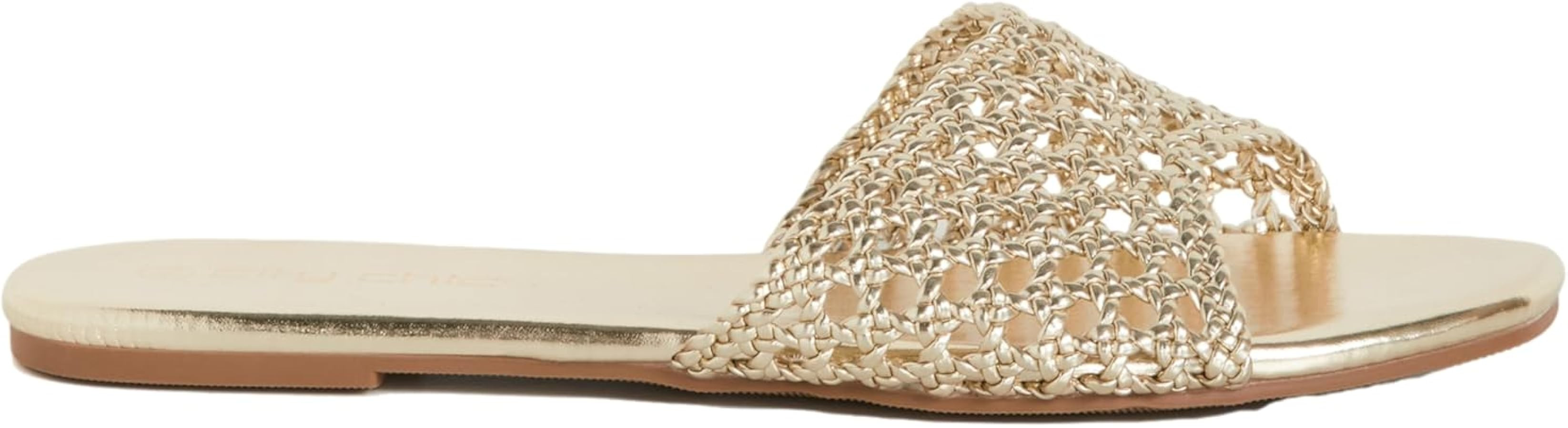 City Chic Women's Wide Fit Slide - Weave Flat | Amazon (US)