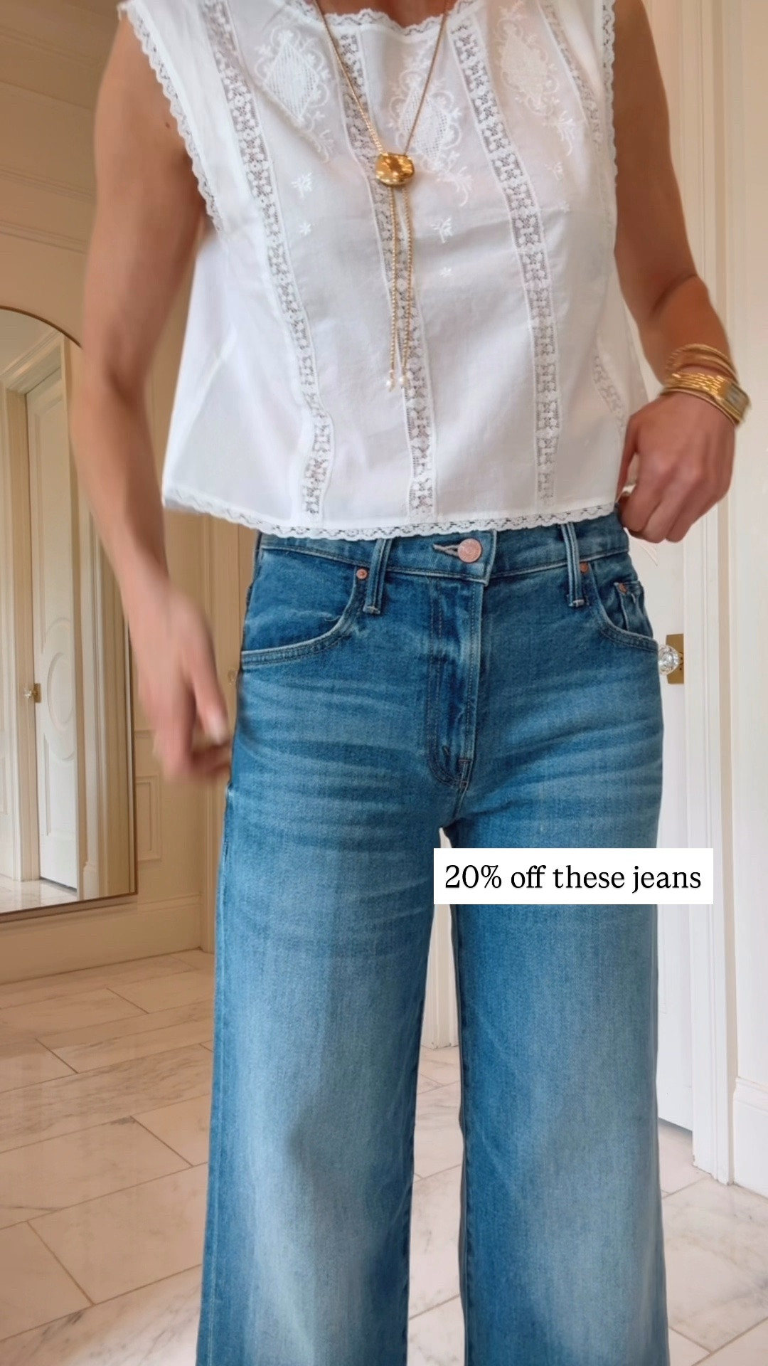 These mother jeans on sale 20% off! I'm wearing size 25 fit tts