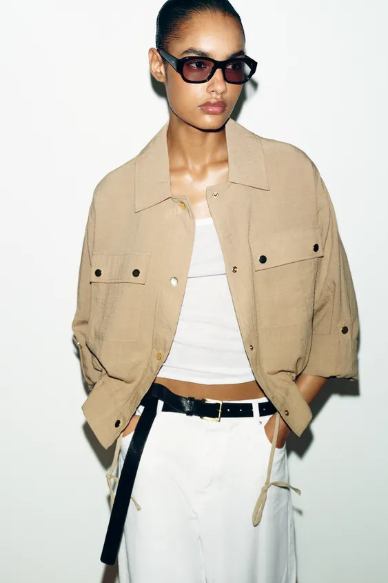CROPPED ROLLED SLEEVE JACKET | Zara US