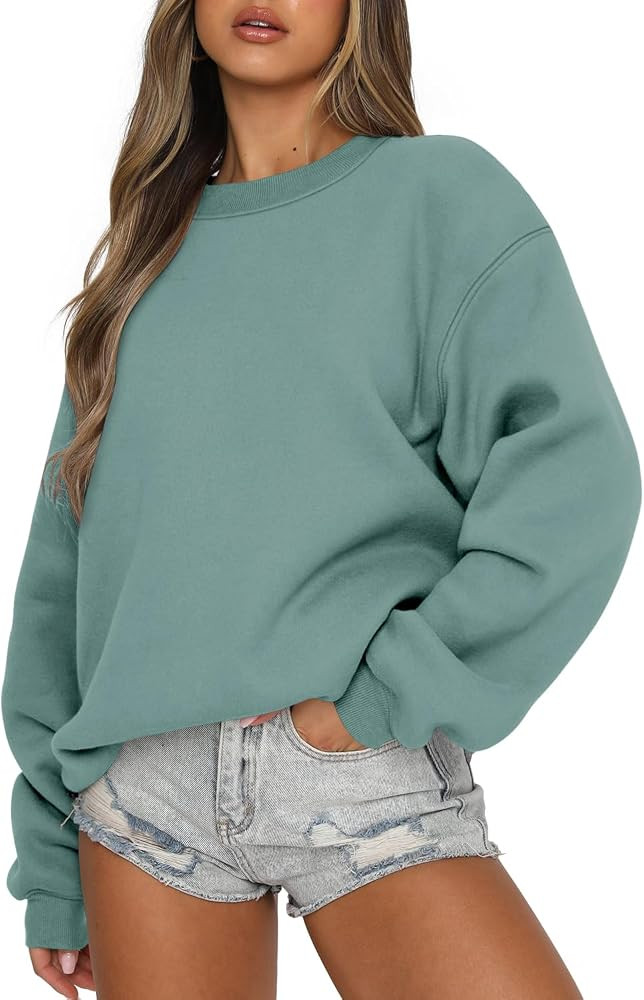 Angerella Womens Long Sleeve Sweatshirts Casual Crew Neck Loose Fit Pullover Hoodie Fleece Fall T... | Amazon (US)