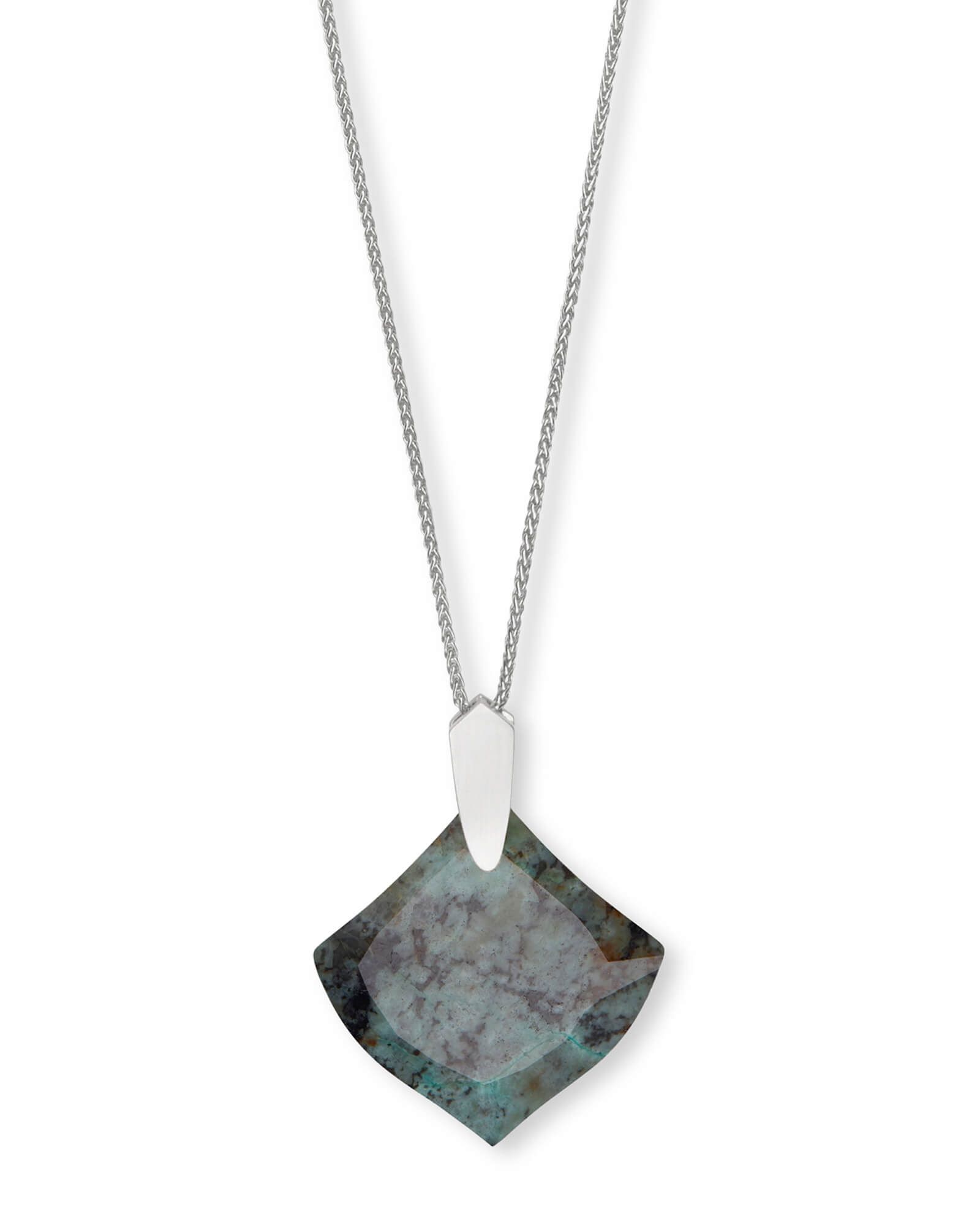 Aislinn Silver Long Pendant Necklace in African Turquoise | Kendra Scott
