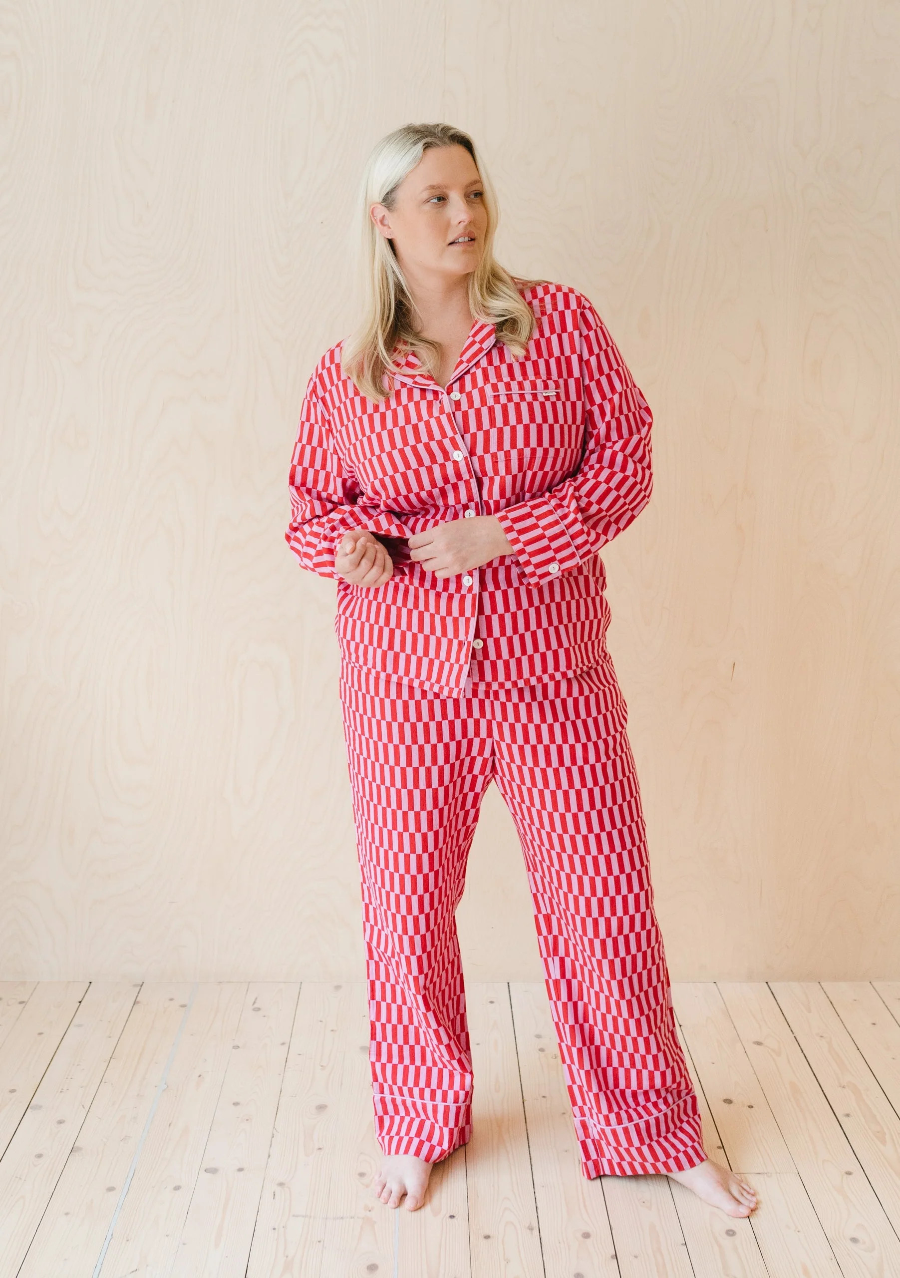 Cotton Pyjamas in Pink Checkerboard | The Tartan Blanket Co.