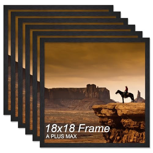 A PLUS MAX Square 18x18 Frame Set of 6, Black Engineered Wood Picture Frame for 18 x 18 Picture Poster Photo, Light Weight 18by18 Frame with Wood-grain for Wall - 6 Pack/Black/18 x18 | Amazon (US)