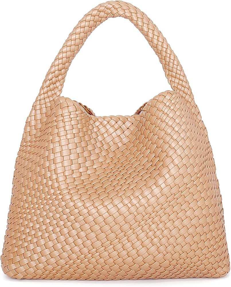 Woven Tote Bag for Women, Fashion Woven Bags for Women Vegan Leather Shoulder Handbags Large Summ... | Amazon (US)