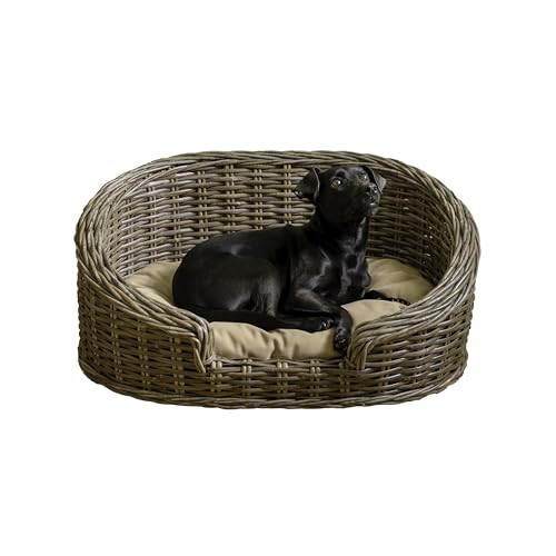 The LICKER Store DBD1000A Curvy 28.5" x 17.25" Classic Handwoven Rattan Dog Bed with Machine-Washable Cushion, Kubu Gray | Amazon (US)