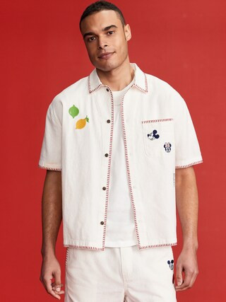 Old Navy x Disney© Linen-Blend Cropped Utility Shirt | Old Navy (US)