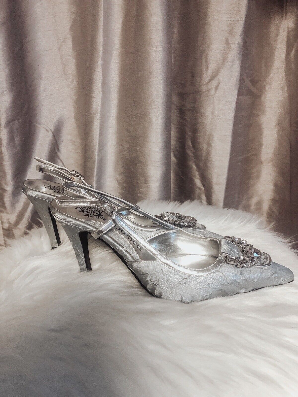 J. Renee Rachael Fabric Silver High Heels Shoes Size 5 1/2 M  | eBay | eBay US