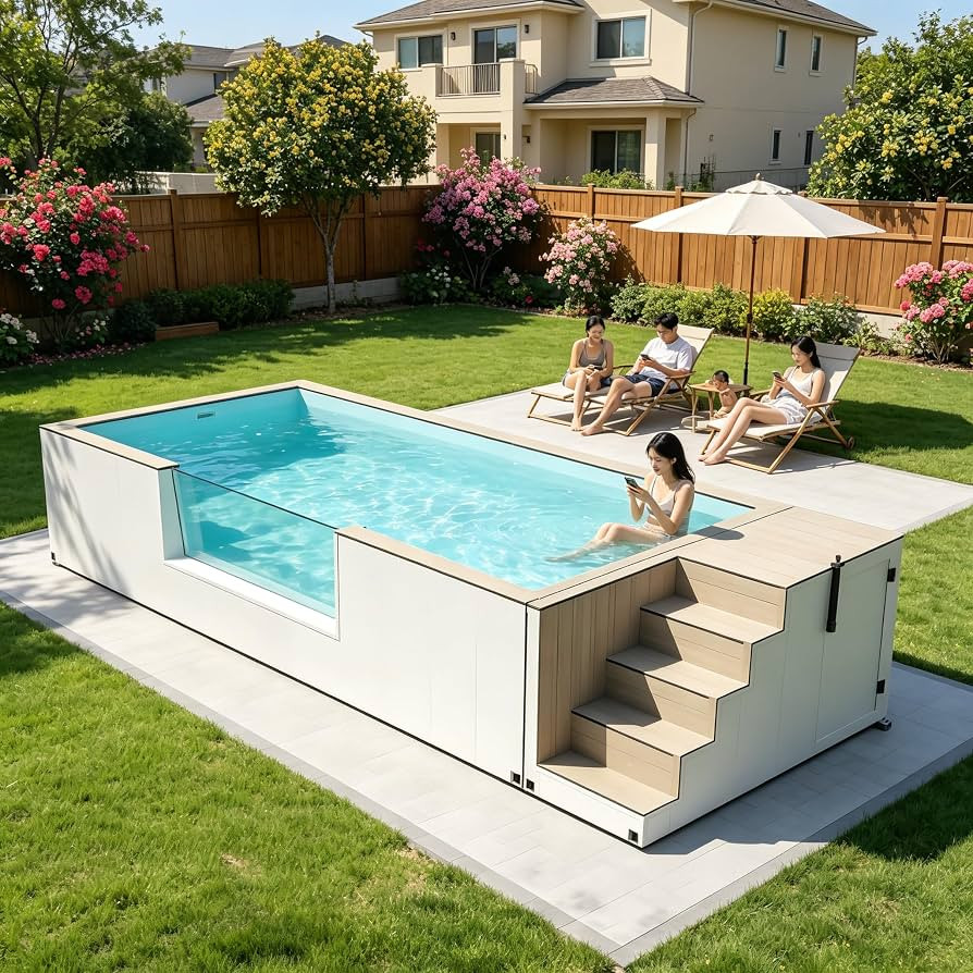 Luxury Shipping Container Pool, Small Above Ground Swimming Pool, Modular Prefab Container Pool w... | Amazon (US)