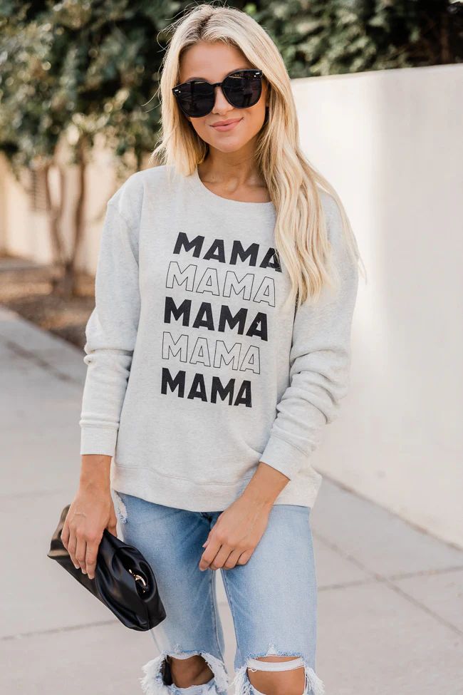 Mama Multi Heather Sand Graphic Sweatshirt | Pink Lily