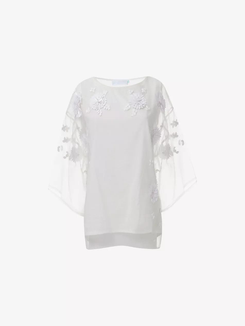 Floral Embellished Mesh Top | Selfridges