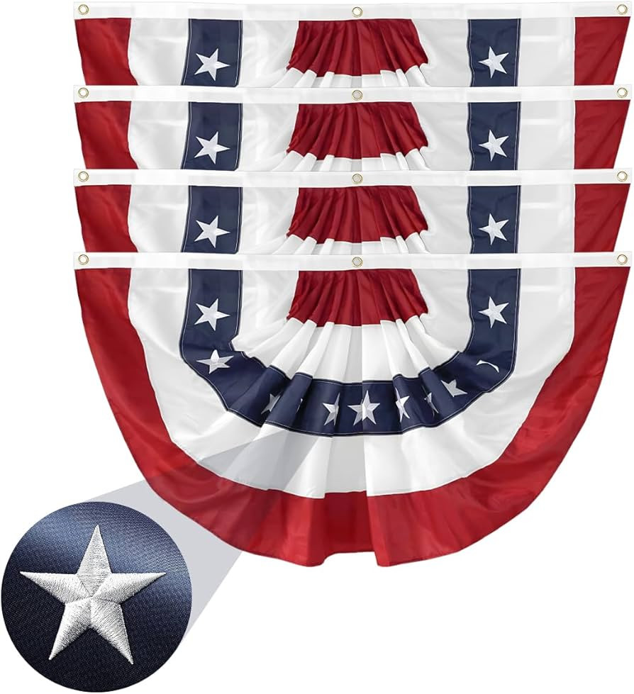 4Pack American Bunting Flags 2x4Ft USA Pleated Fan Flag 4th of July Patriotic Decorations Flag Em... | Amazon (US)