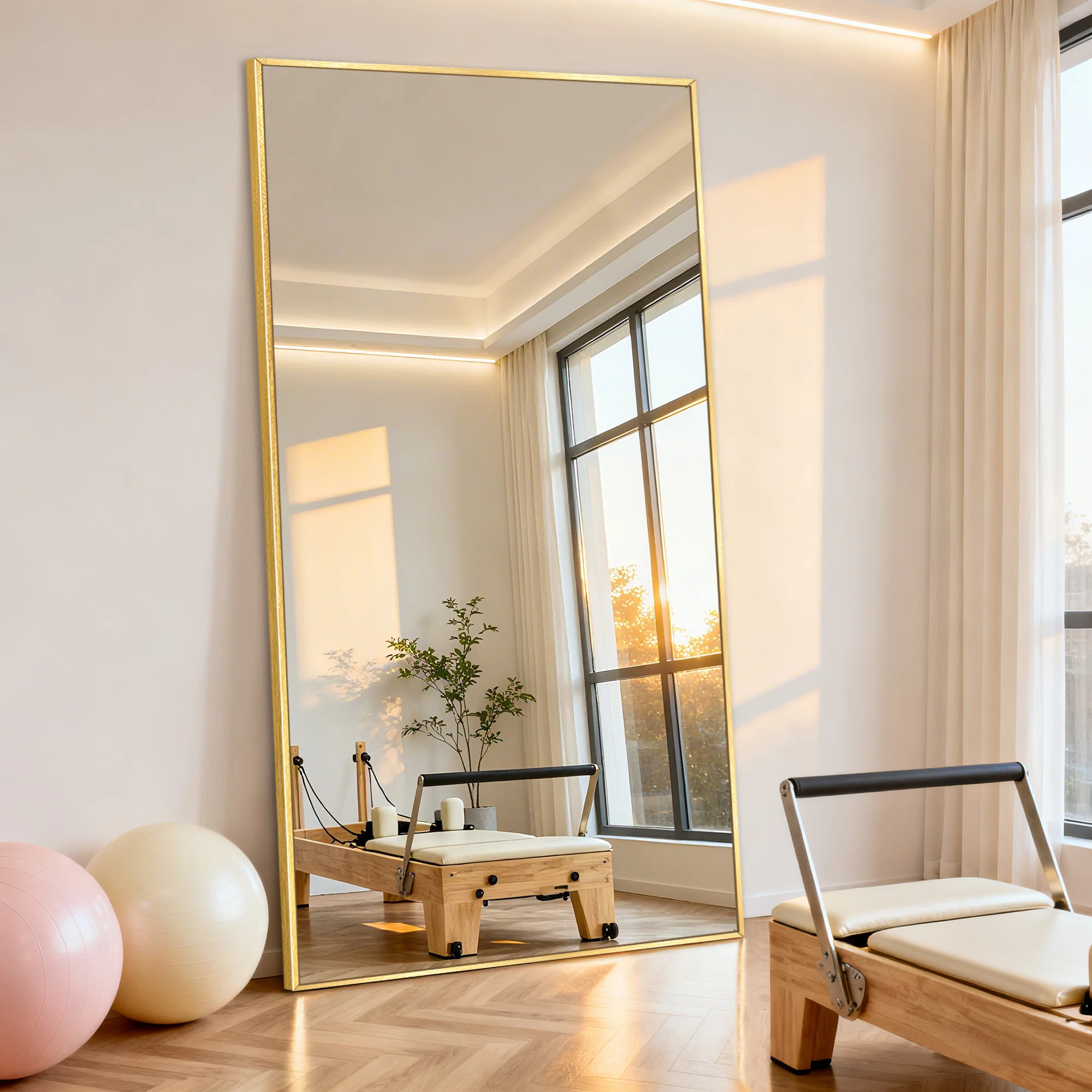 Oversized Rectangle Metal Full Length Mirror Wall Mirror Hanging Or Leaning With Stand | Wayfair North America