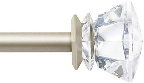 QITERI 3/4 Inch Curtain Rod Single Window Rods 72 to 144 Inches,Acrylic Diamond Finials,Gold Nick... | Amazon (US)
