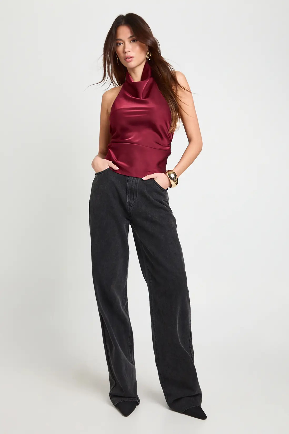 Satin High Cowl Neck Cami Top | Boohoo.com (UK & IE)